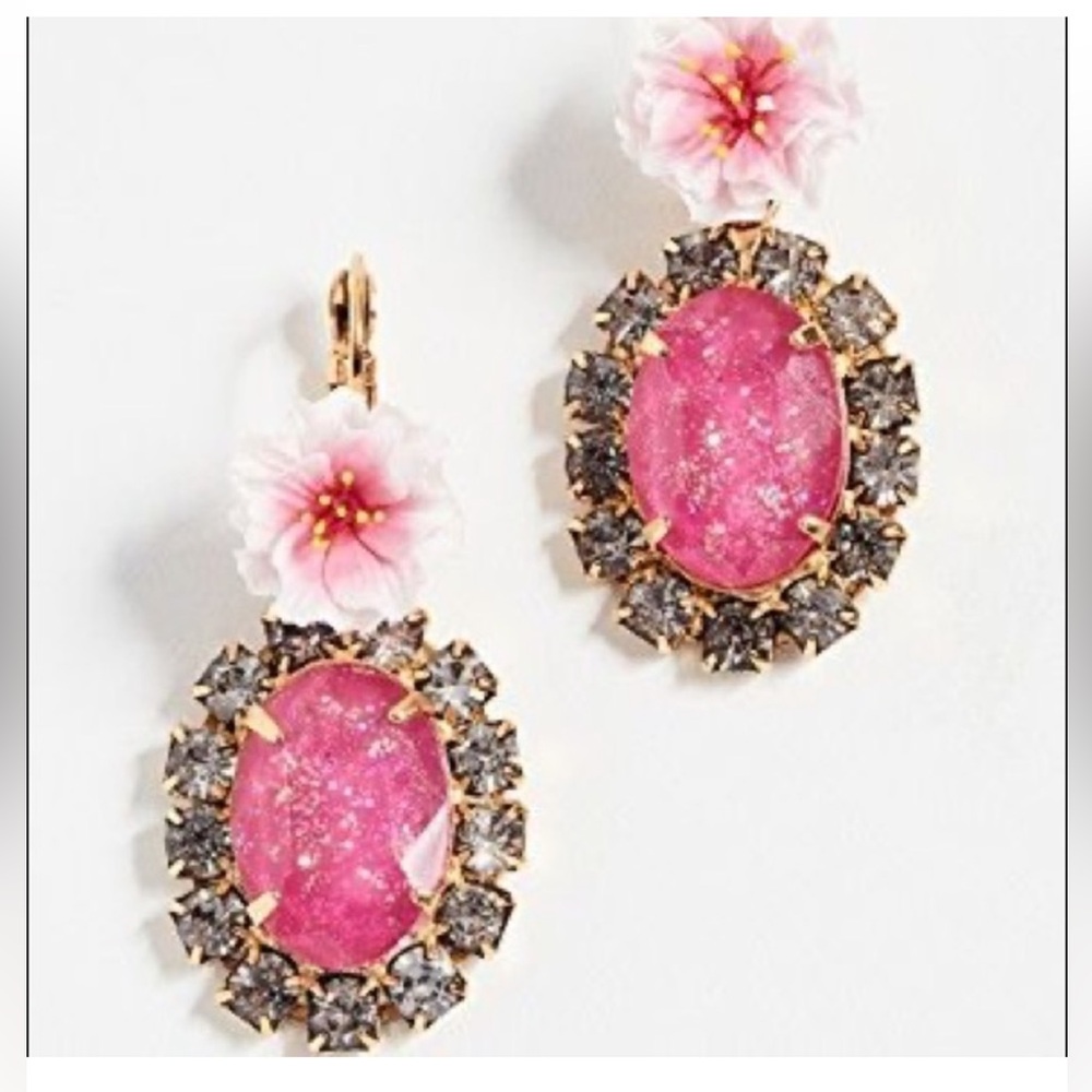 Elizabeth Cole flower and shimmer statement earrings